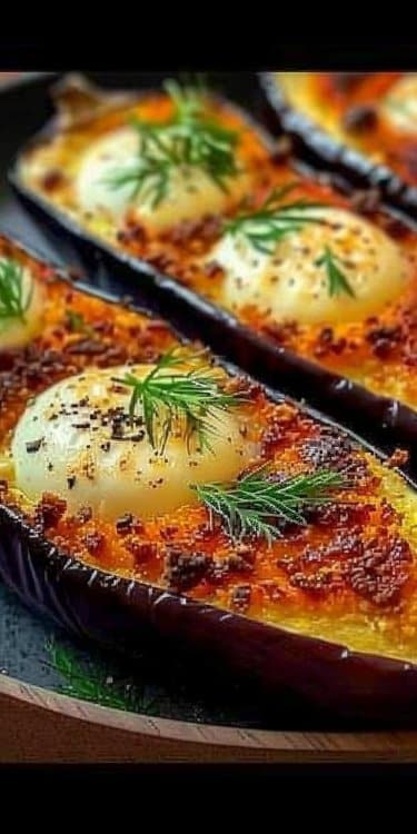 Aubergines farcies au fromage ricotta et aux œufs