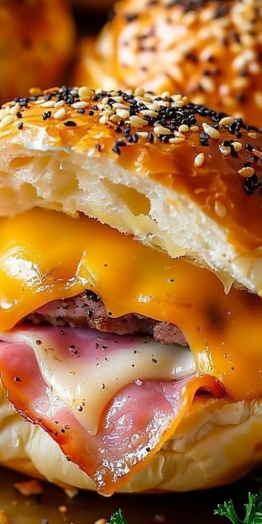 Mini-burgers jambon fromage au four