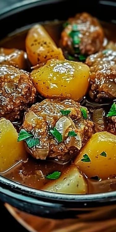 Ragoût Délicieux de Pommes de Terre aux Boulettes de Viande