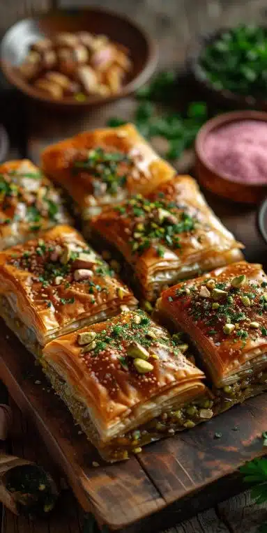 Baklava aux pistaches, un dessert oriental savoureux et croustillant