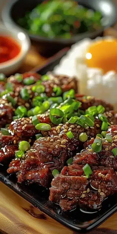 Plat de Bœuf à la Coréenne savoureux avec légumes et épices