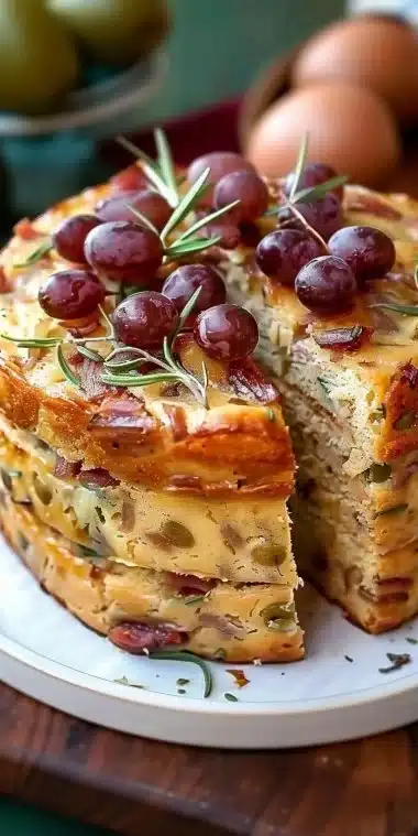 Cake salé moelleux au rôti de porc, une délicieuse recette à savourer.