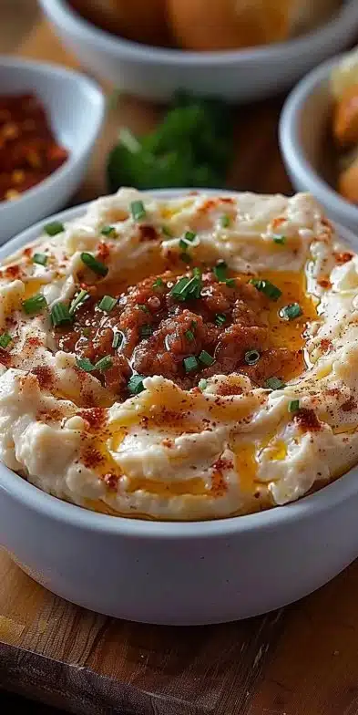 Étendre de chorizo et de fromage à la crème sur un pain croustillant