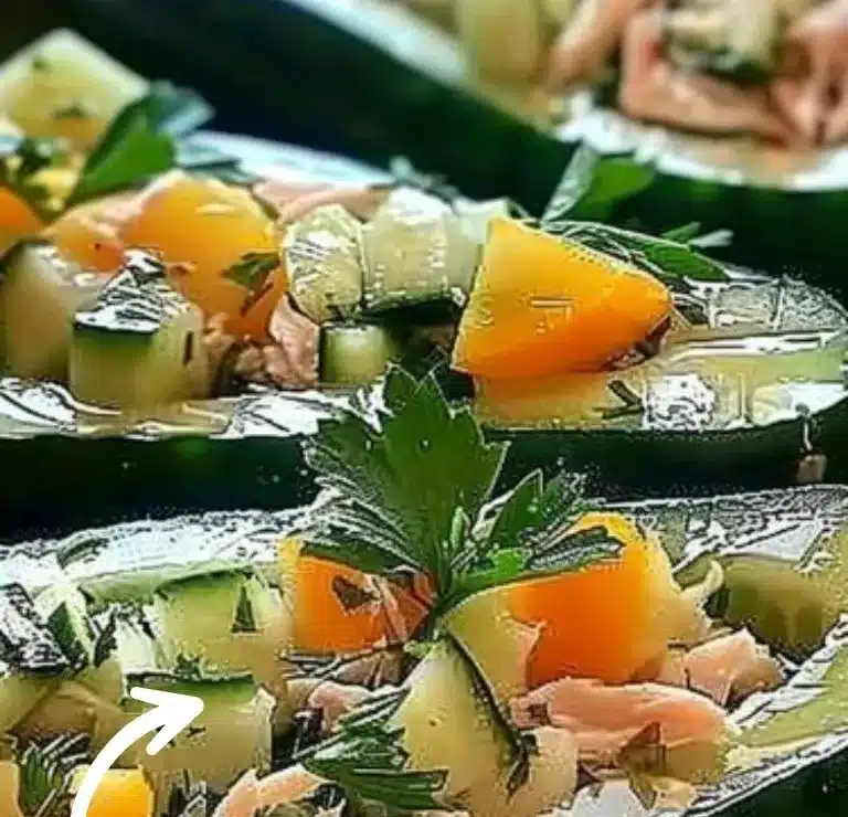 Concombres Farcis au Thon Frais présentés sur une assiette