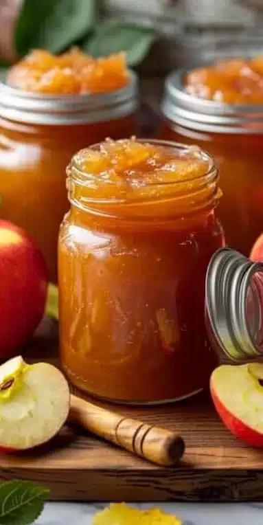 Confiture de pommes maison comme grand-mère dans un bocal en verre