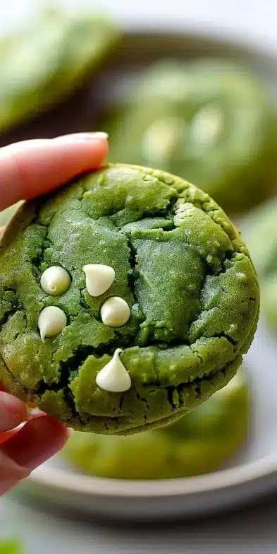 Cookies au matcha fraîchement cuits avec une belle couleur verte