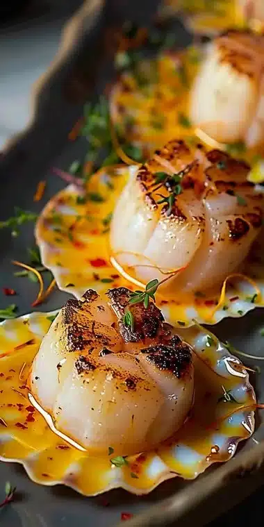 Coquille St Jacques au Safran sur une assiette élégante