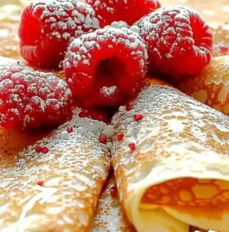 Crêpes allégées à la vanille sur une assiette, garnies de fruits frais.