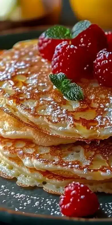 Crêpes aux pommes prêtes en 5 minutes garnies de tranches de pomme et caramel.