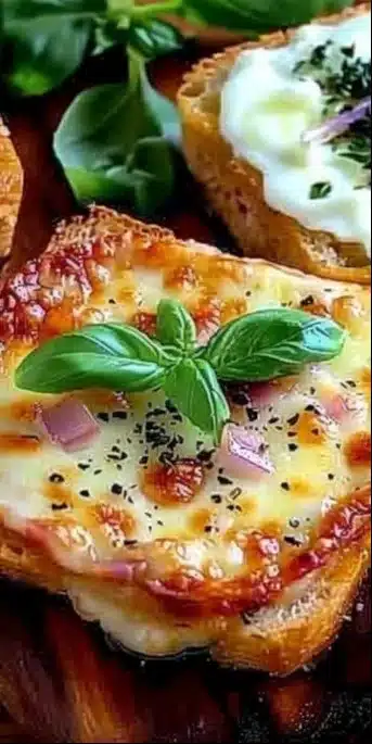 Croque-monsieur à l'italienne prêt à servir, plat délicieux et convivial