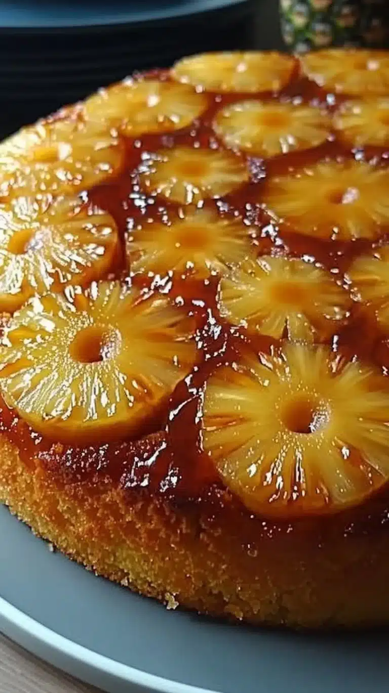 Gâteau Ananas Caramel présenté sur une assiette gourmande