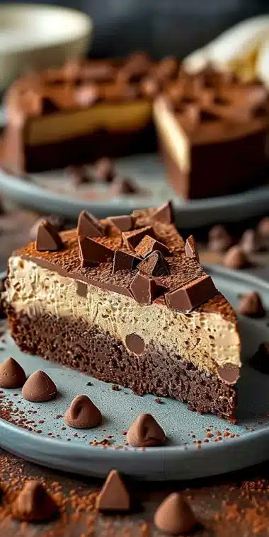 Gâteau au fromage blanc au chocolat, dessert léger et savoureux.