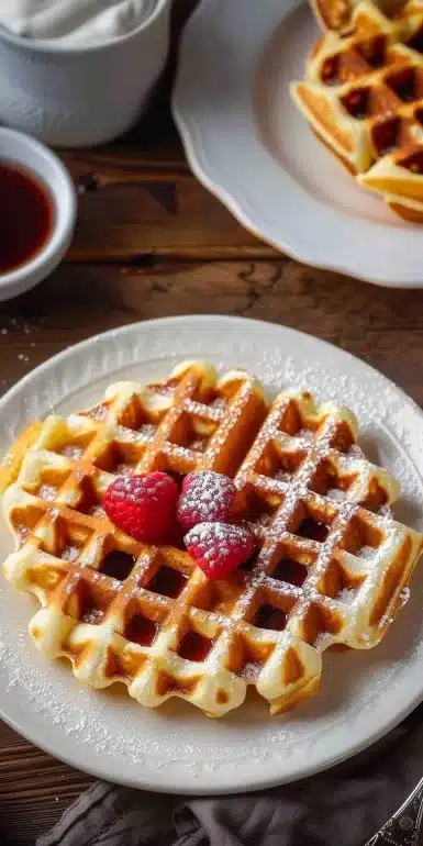 Gaufre liégeoise traditionnelle, croustillante et sucrée, dessert belge