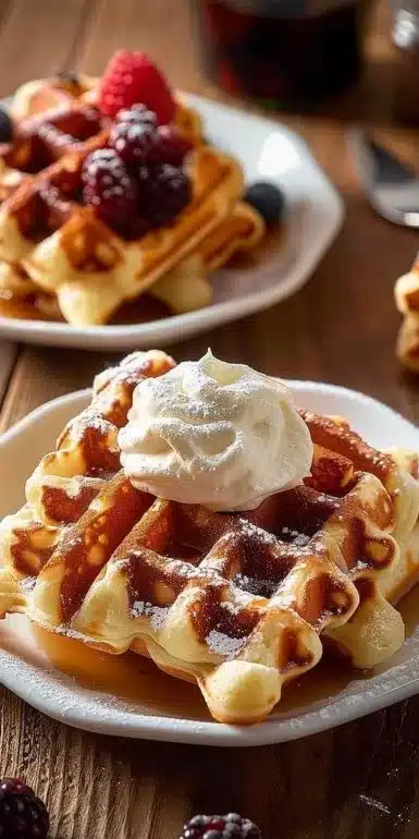 Gaufres Liégeoises dorées et croustillantes, savoureuses et délicieuses.