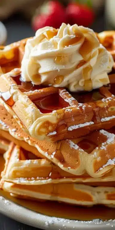 Gaufres moelleuses dorées et croustillantes, parfaites pour un petit-déjeuner délicieux
