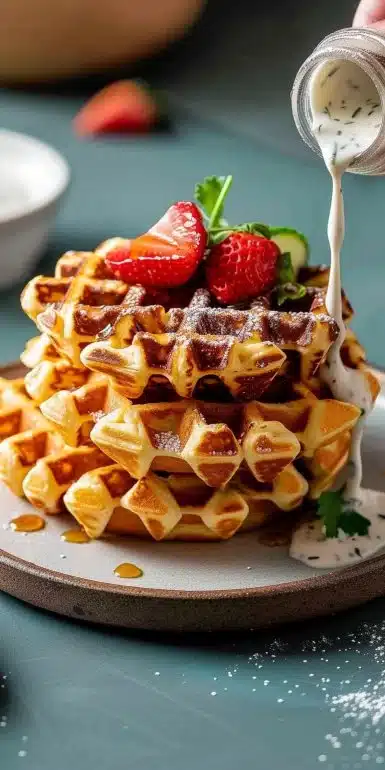 Gaufres salées aux ingrédients frais et savoureux