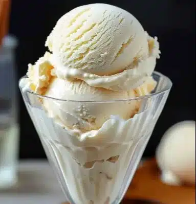 Glace vanille maison onctueuse servie dans un bol.
