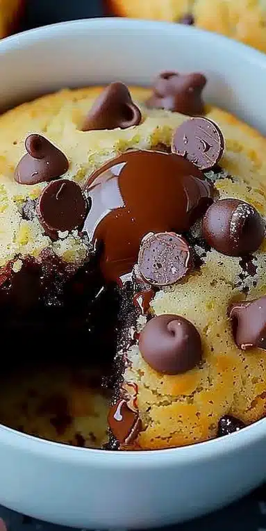 Gâteau au micro-ondes sain avec pépites de chocolat