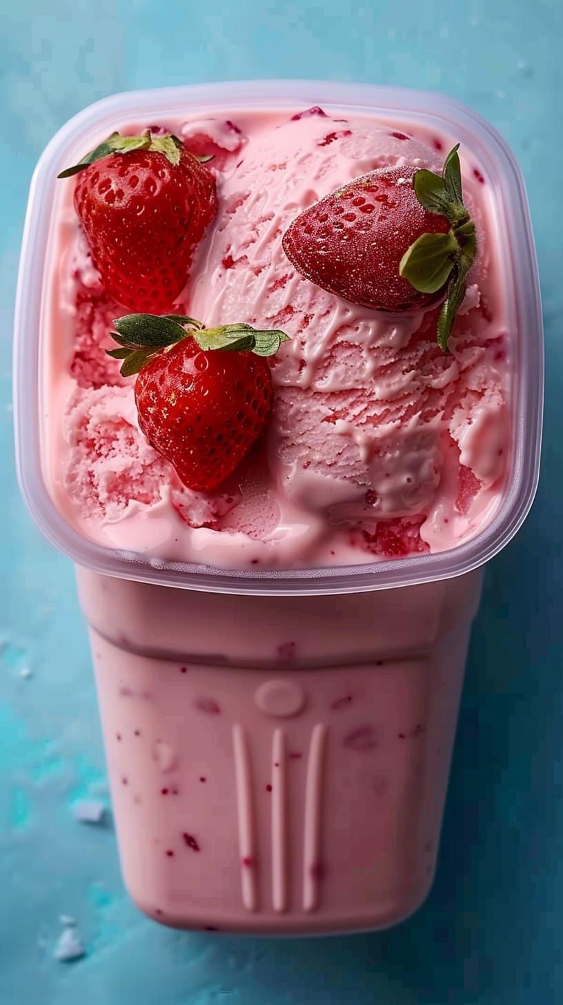 Glace fraise sans œufs