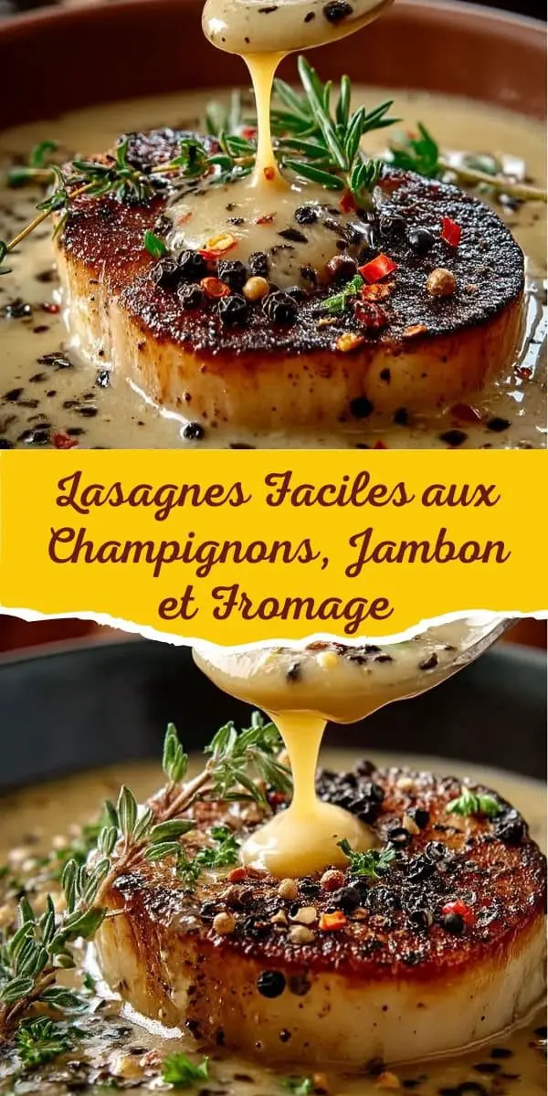 Lasagnes Faciles aux Champignons, Jambon et Fromage