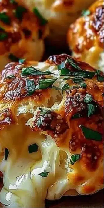 Bombes au fromage chaudes faites avec des biscuits Pillsbury, beurre et ail