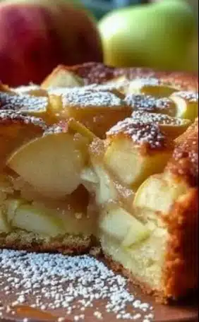Moelleux aux pommes de grand-mère, un dessert tendre et savoureux fait maison.