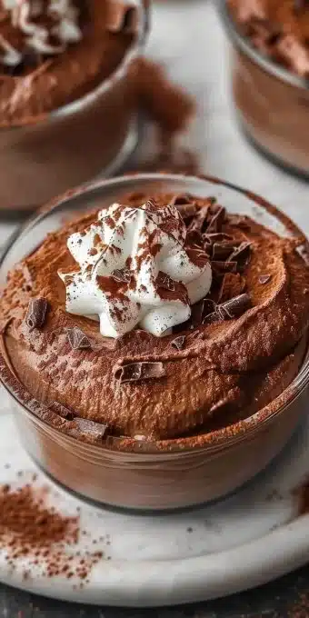 Recette de mousse au chocolat facile et délicieuse servie dans un bol.