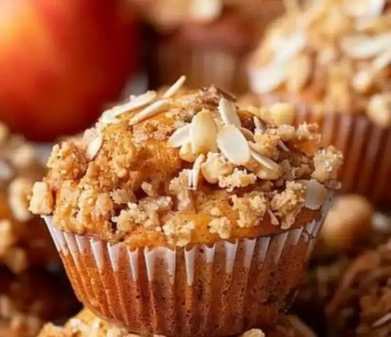 Muffins aux pommes d'automne, moelleux et savoureux avec des éclats de pommes.