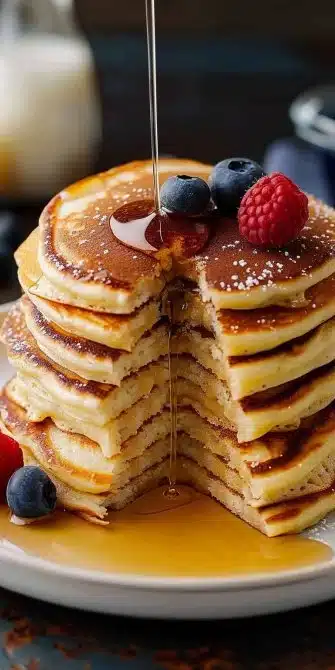 Recette de pancakes moelleux sans temps de repos, facile et délicieuse.