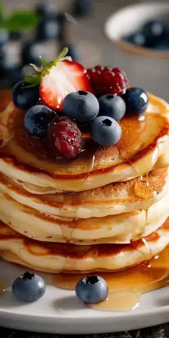 Pancakes sans œufs, recette facile et délicieuse pour le petit-déjeuner.