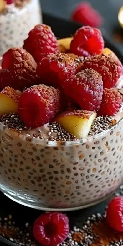 Pudding au chia à la vanille avec compote de pommes sans sucre