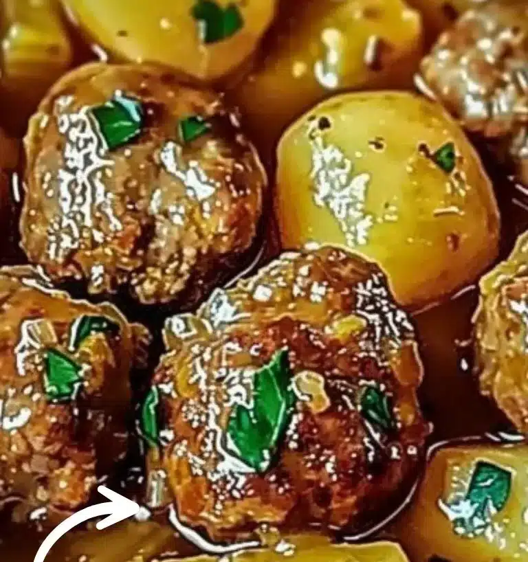 Ragoût de pommes de terre aux boulettes de viande, plat savoureux et réconfortant