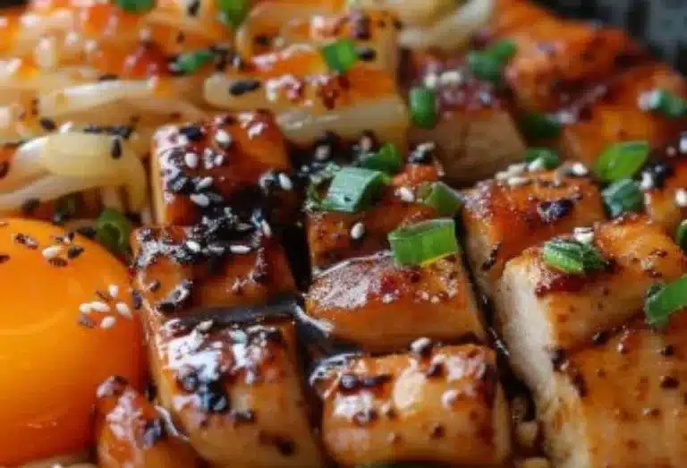 Ramen épicé au poulet avec sauce crémeuse à l'ail dans un bol