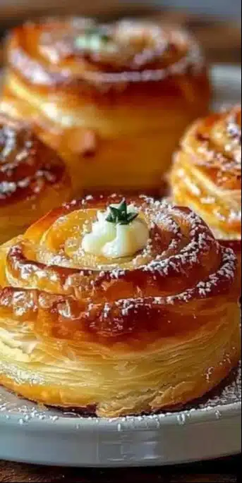 Roulés Feuilletés aux Pommes prêts à déguster, une recette rapide et facile.