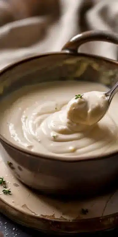 Recette de Sauce Béchamel préparée au Micro-Ondes, crémeuse et délicieuse.