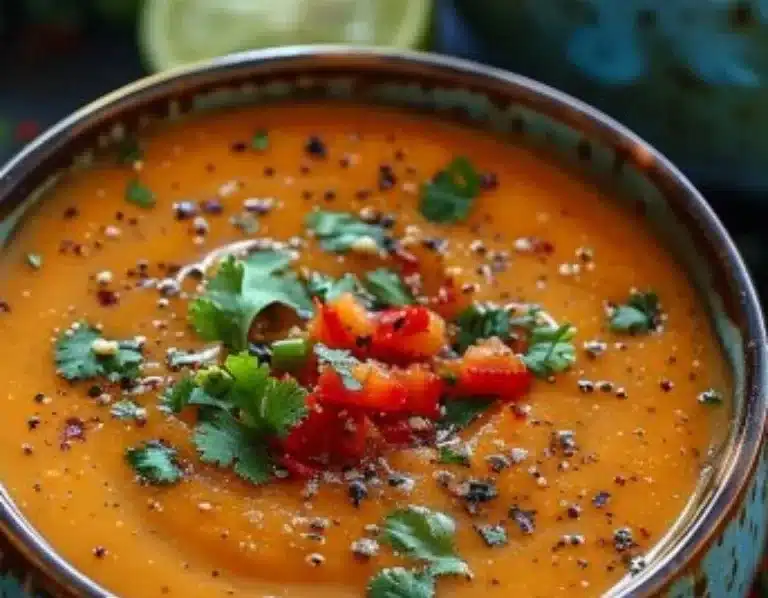 Soupe froide à base de carottes, coco et citron vert, idéale pour l'été
