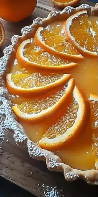 Tarte à l’Orange Facile délicieusement garnie d'orange et de crème pâtissière.