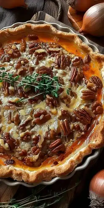 Tarte au Potimarron garnie de crème et épices, idéale pour l'automne.