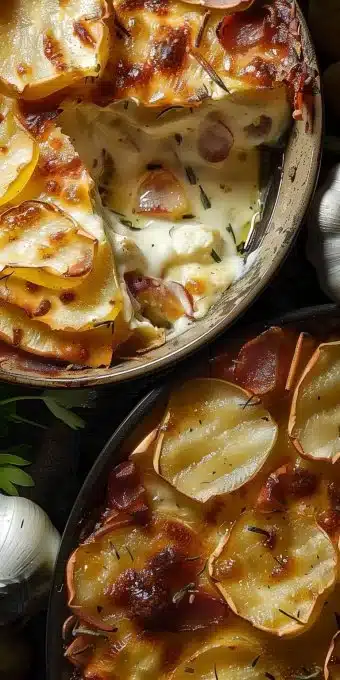 Tartiflette savoyarde avec fromage, pommes de terre et lardons