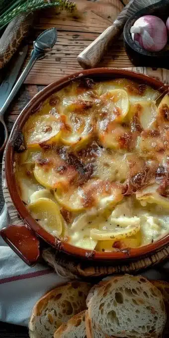 Tartiflette Savoyarde avec pommes de terre, fromage reblochon et lardons