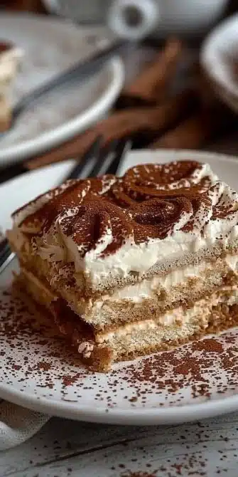 Tiramisu au Café, un dessert italien crémeux aux saveurs de café et cacao.