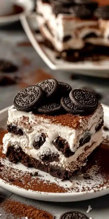 Recette de Tiramisu aux Oreo avec une touche crémeuse et chocolatée.