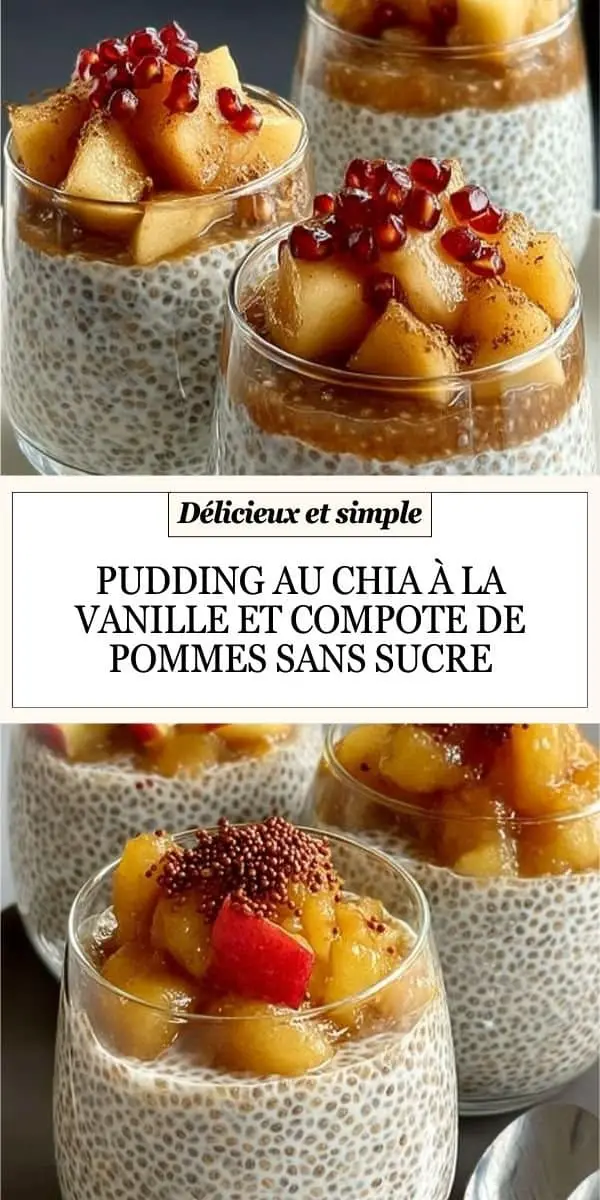 Pudding au chia à la vanille et compote de pommes sans sucre