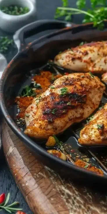 Blanc de Poulet Paprika cuit dans l'Air Fryer, plat rapide et sain