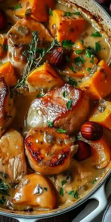 Blanquette de dinde aux marrons et potiron