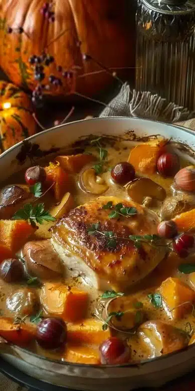 Blanquette de dinde aux marrons et potiron