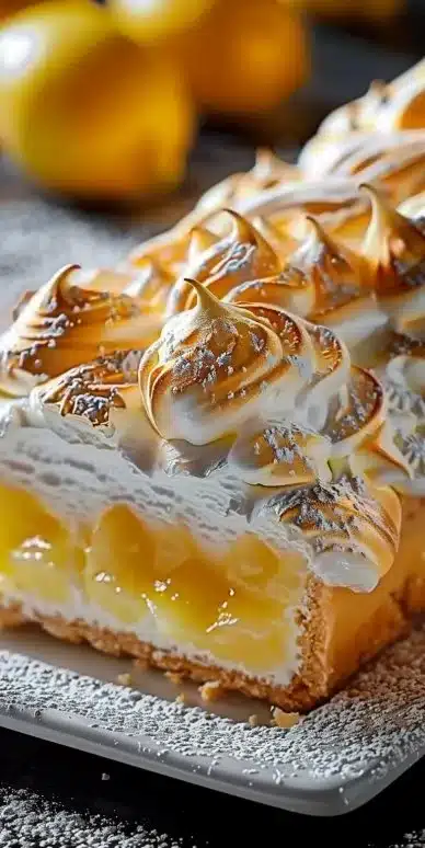 Bûche Citron Meringuée, un dessert frais et acidulé, décoré de meringue légère