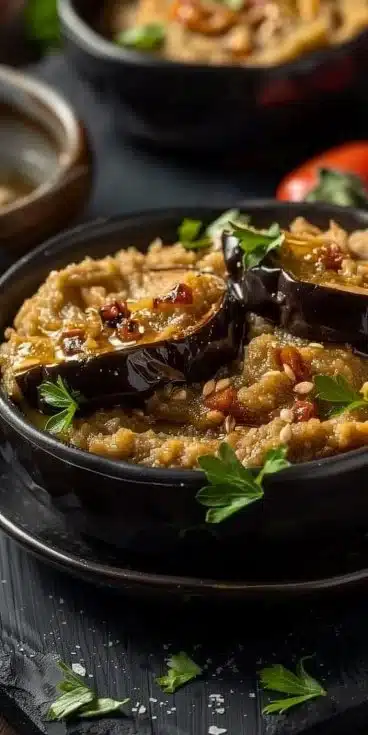 Recette de caviar d’aubergine préparé à l’air fryer, plat savoureux et rapide
