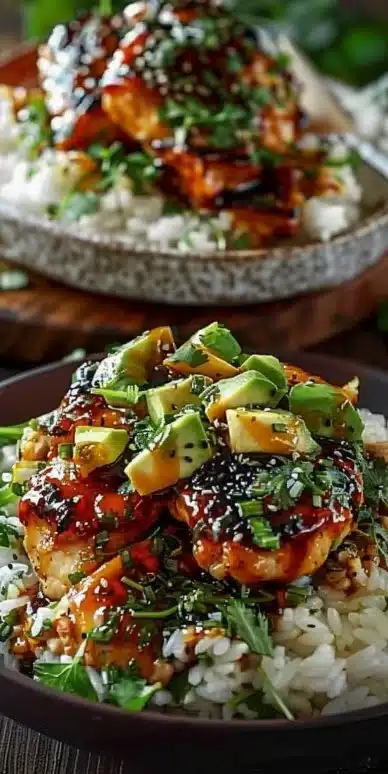Chicken with Honey and Lime and Avocado Rice