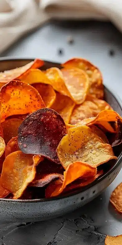 Chips légumes maison croustillantes préparées à l'air fryer